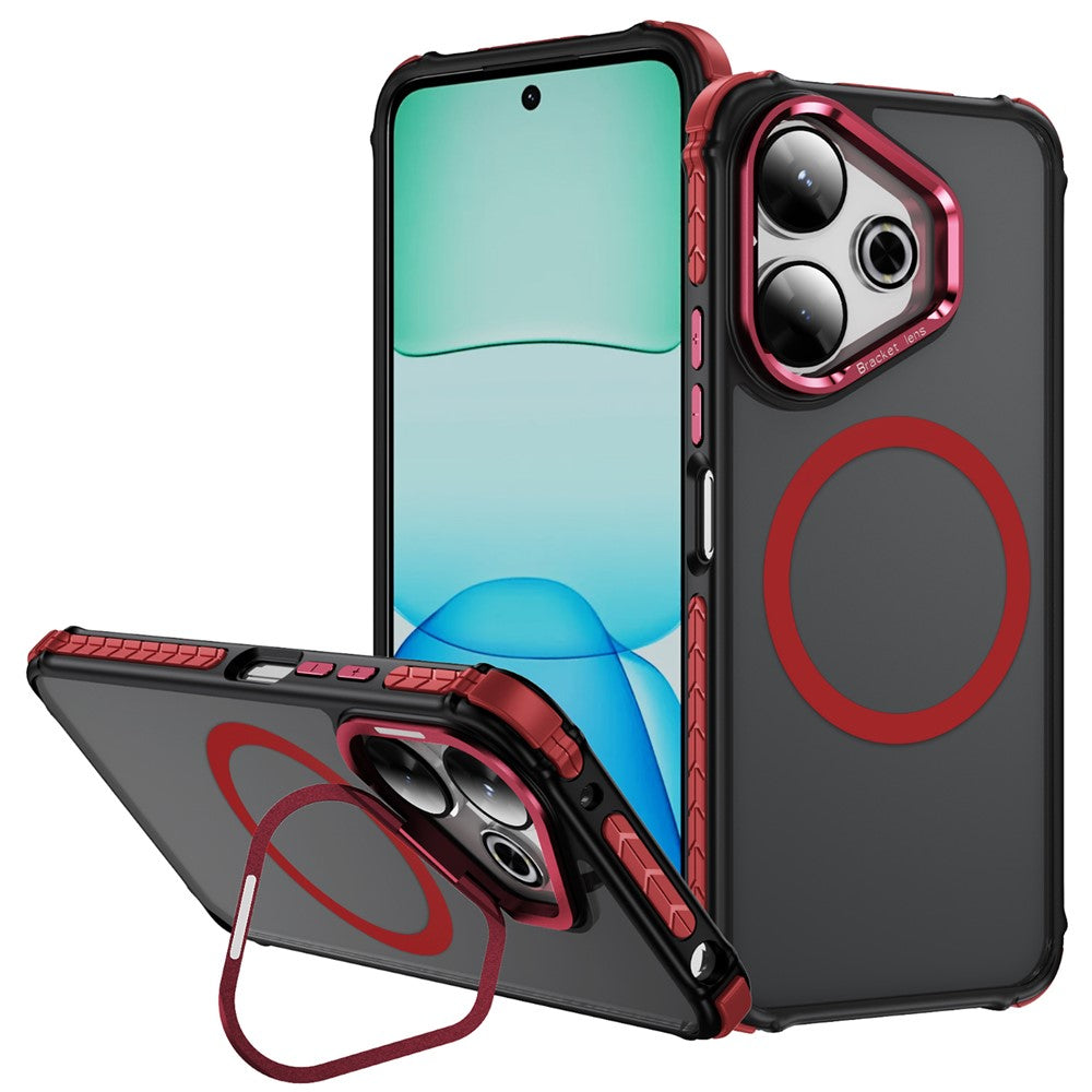 For Xiaomi Redmi 13 5G / 13 4G Case with Lens Kickstand Matte Phone Back Cover Magnetic Case
