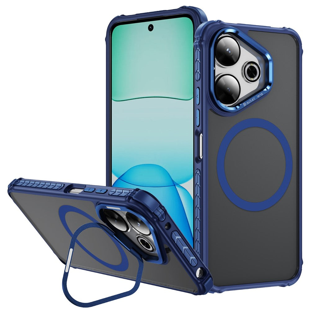 For Xiaomi Redmi 13 5G / 13 4G Case with Lens Kickstand Matte Phone Back Cover Magnetic Case