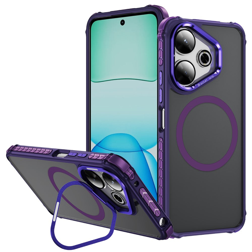 For Xiaomi Redmi 13 5G / 13 4G Case with Lens Kickstand Matte Phone Back Cover Magnetic Case