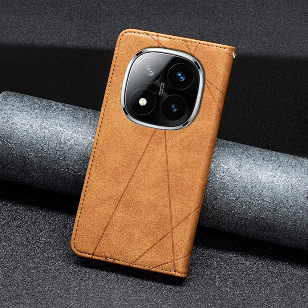 For Xiaomi Redmi Note 14 Pro 4G Case Card Slots Geometry Imprint Leather Phone Cover