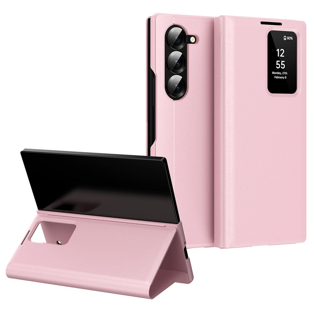 Galaxy Z Fold5 5G Lederhülle – Mit Kartenfach & Smart-View Fenster