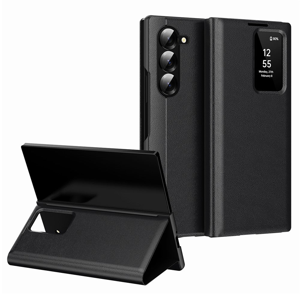 Galaxy Z Fold6 5G Lederhülle – Mit Kartenfach & Smart-View Fenster