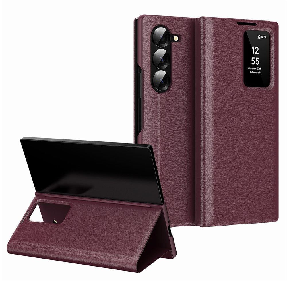 Galaxy Z Fold6 5G Lederhülle – Mit Kartenfach & Smart-View Fenster