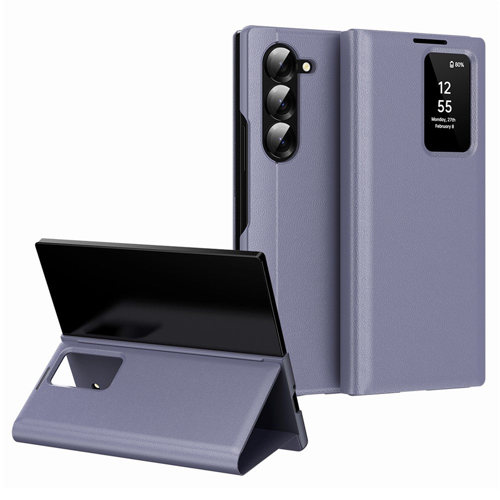 Galaxy Z Fold6 5G Lederhülle – Mit Kartenfach & Smart-View Fenster
