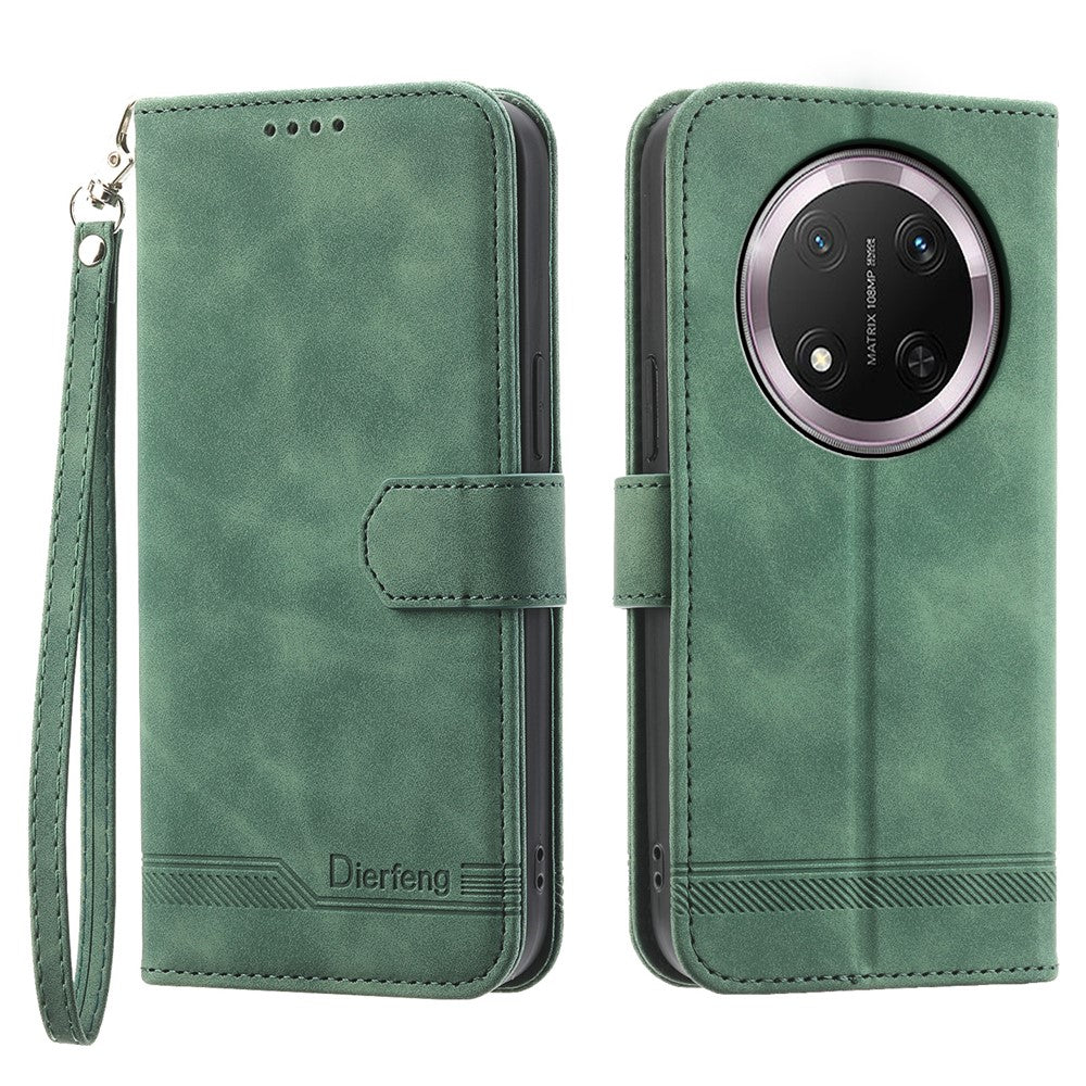 DIERFENG DF-03 For Honor Magic7 Lite 5G / X9c 5G / X60 Pro 5G Leather Case Lines Imprint Wallet Phone Cover