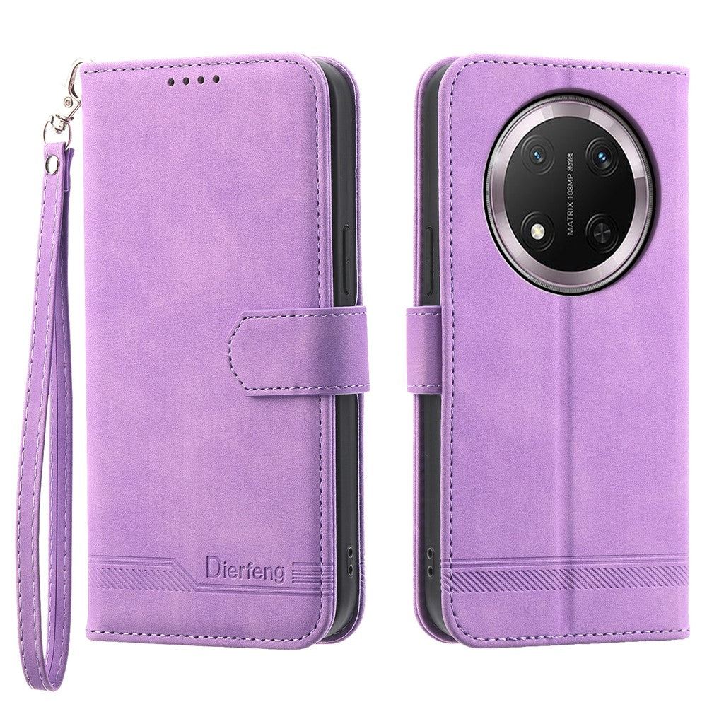 DIERFENG DF-03 For Honor Magic7 Lite 5G / X9c 5G / X60 Pro 5G Leather Case Lines Imprint Wallet Phone Cover