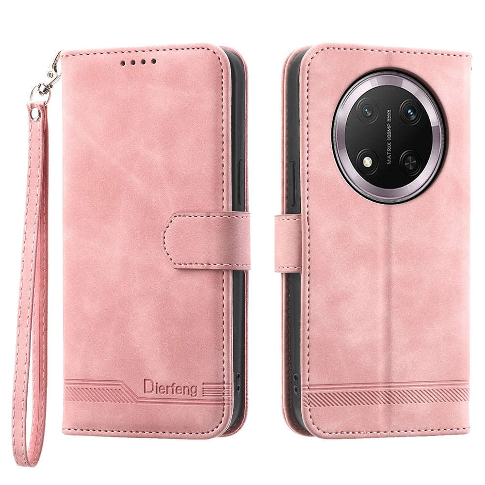 DIERFENG DF-03 For Honor Magic7 Lite 5G / X9c 5G / X60 Pro 5G Leather Case Lines Imprint Wallet Phone Cover