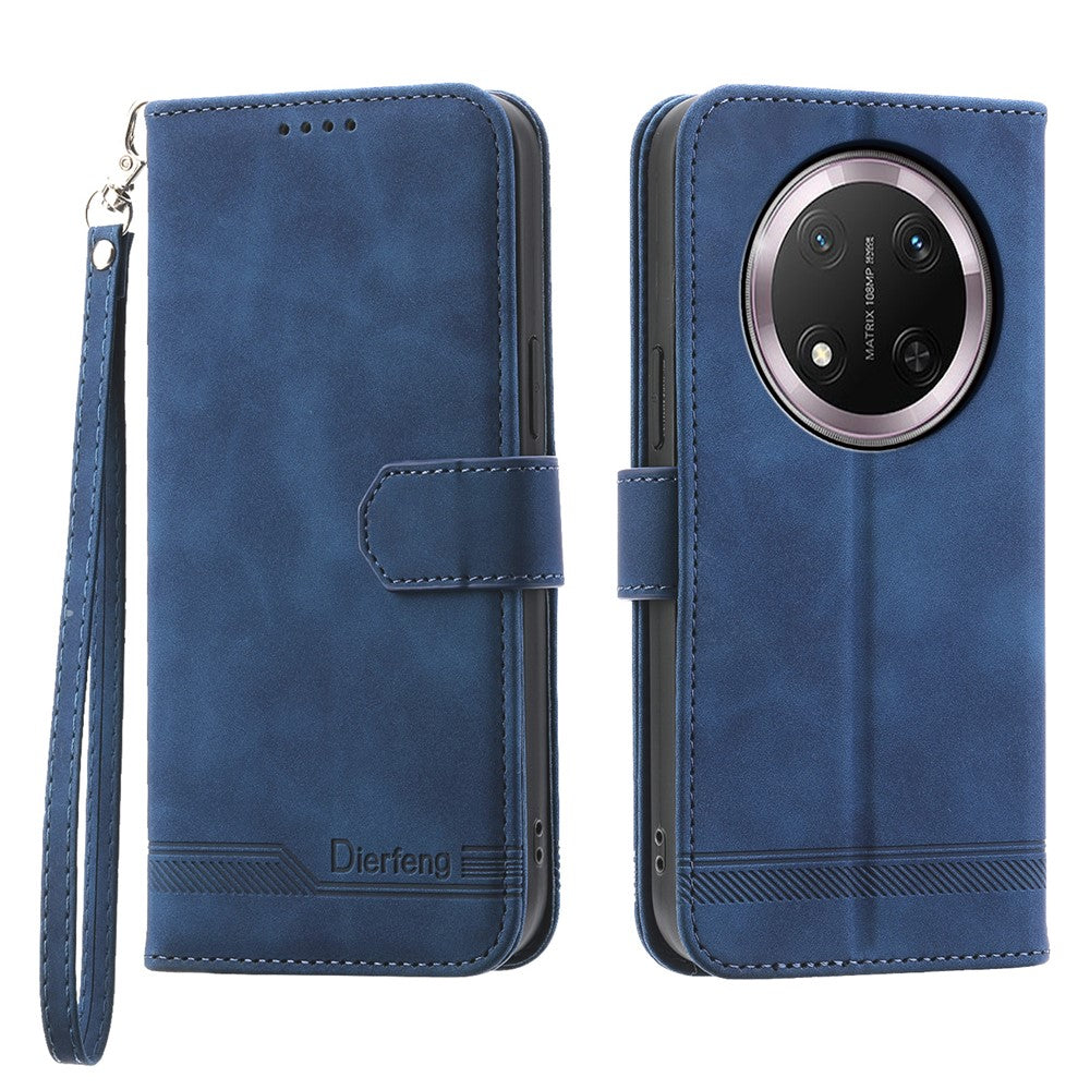 DIERFENG DF-03 For Honor Magic7 Lite 5G / X9c 5G / X60 Pro 5G Leather Case Lines Imprint Wallet Phone Cover