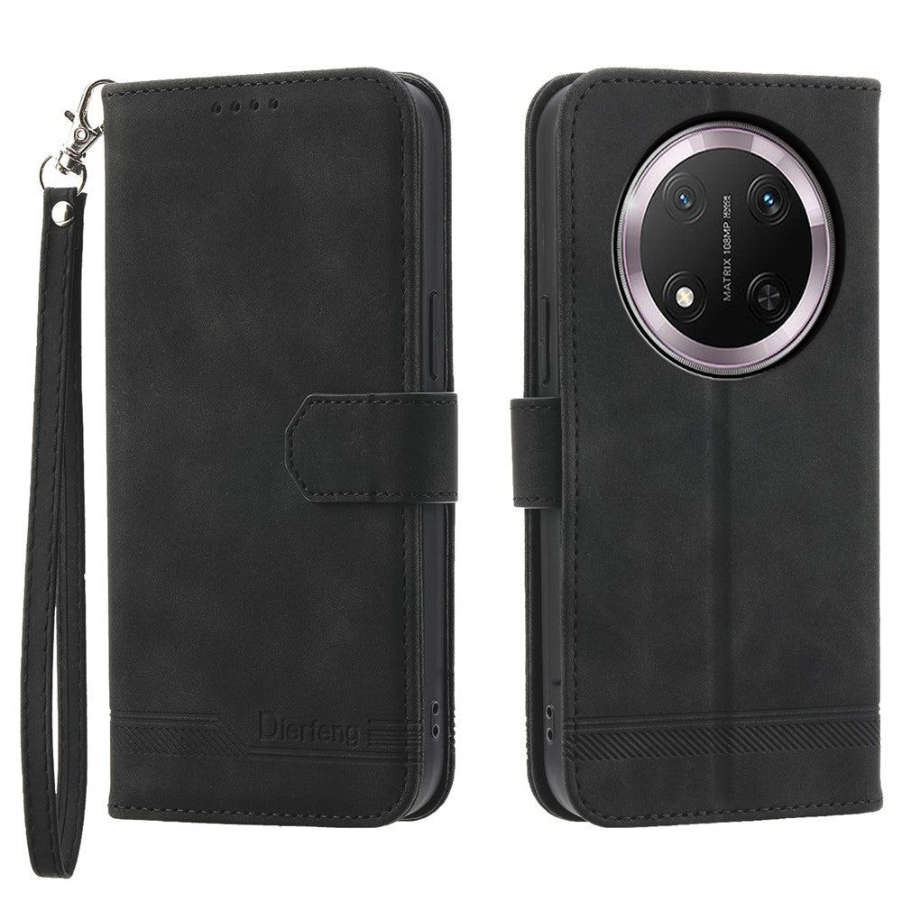 DIERFENG DF-03 For Honor Magic7 Lite 5G / X9c 5G / X60 Pro 5G Leather Case Lines Imprint Wallet Phone Cover