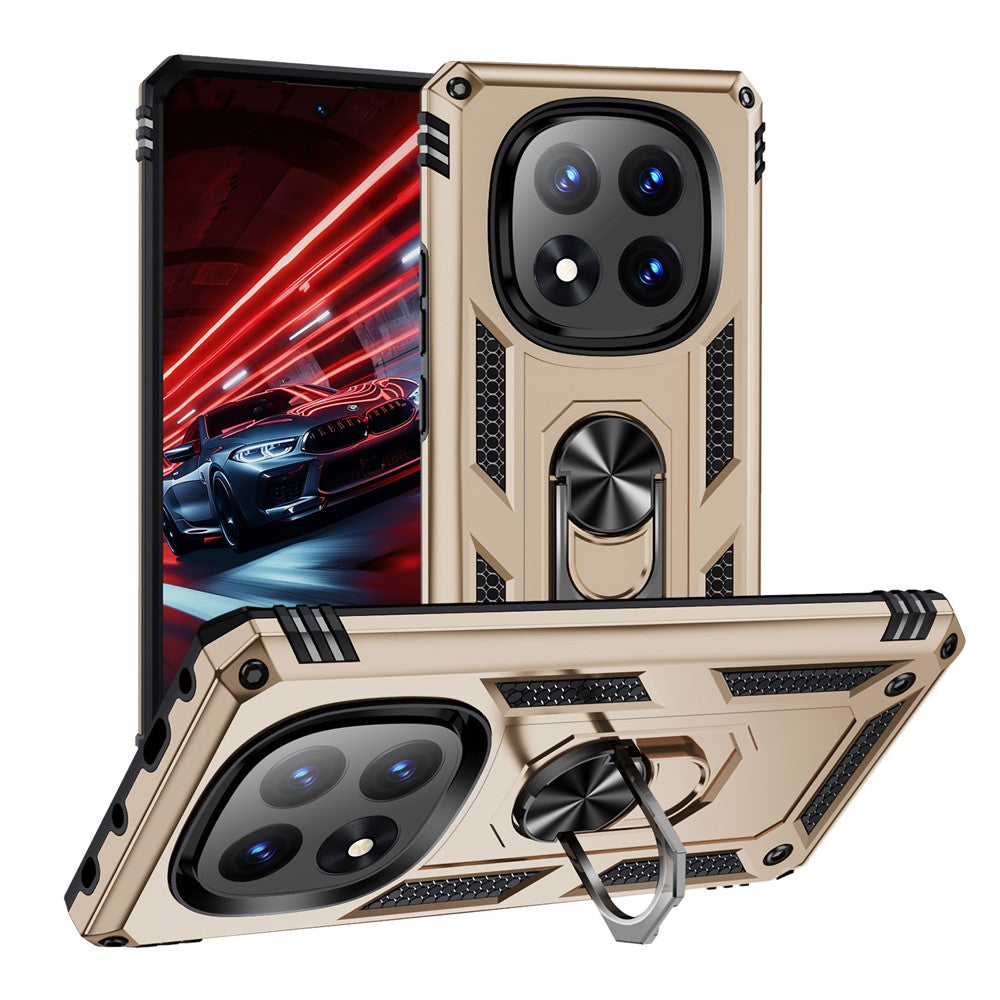 For Xiaomi Redmi Note 14 Pro 5G / Poco X7 5G Case PC + TPU Phone Cover with Rotary Ring Kickstand