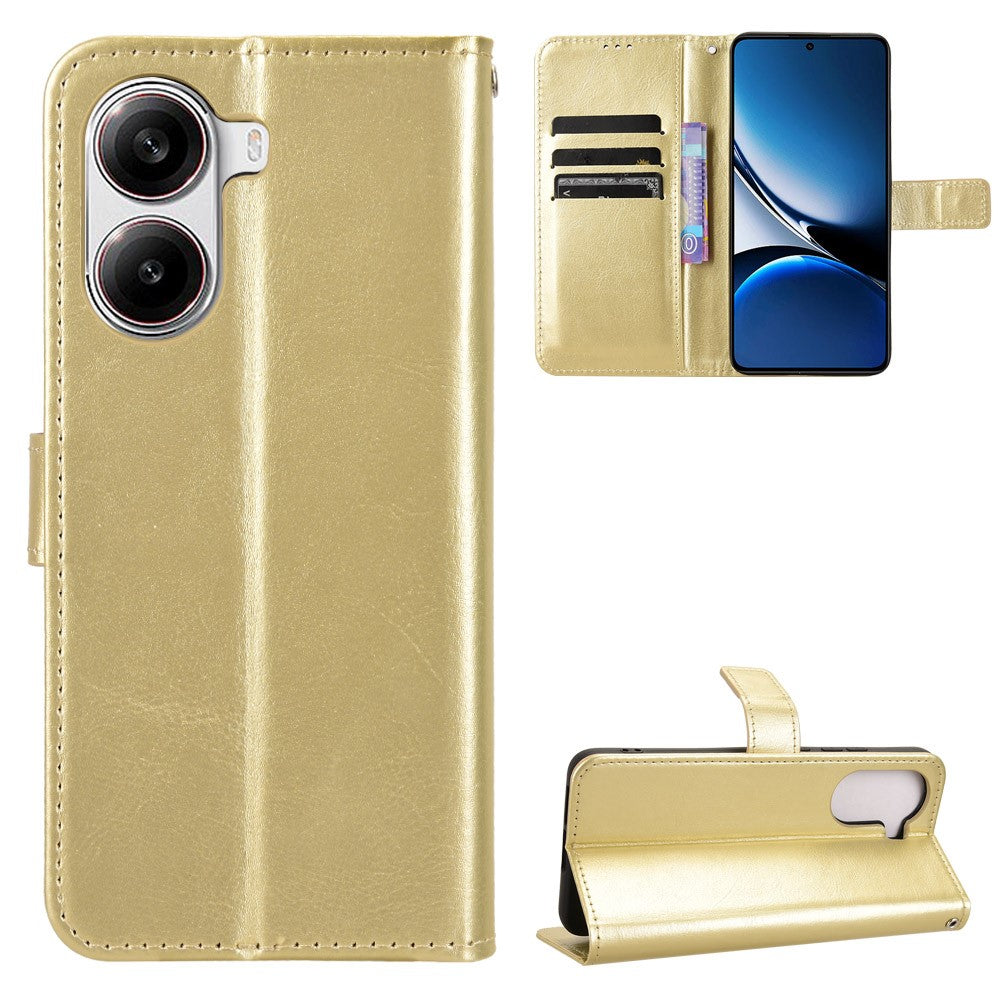 For Xiaomi Redmi Turbo 4 5G / Xiaomi Poco X7 Pro 5G PU Leather Case with Strap Crazy Horse Texture Phone Wallet Cover