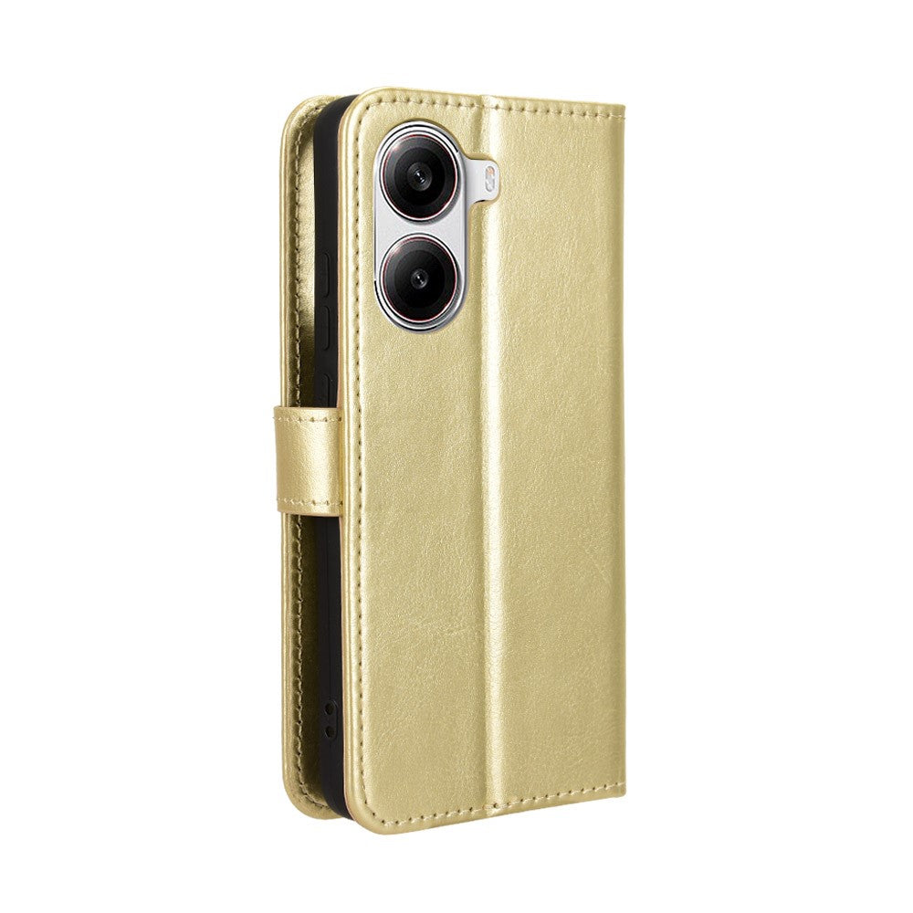 For Xiaomi Redmi Turbo 4 5G / Xiaomi Poco X7 Pro 5G PU Leather Case with Strap Crazy Horse Texture Phone Wallet Cover