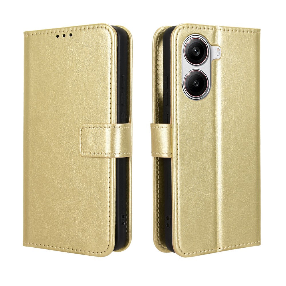For Xiaomi Redmi Turbo 4 5G / Xiaomi Poco X7 Pro 5G PU Leather Case with Strap Crazy Horse Texture Phone Wallet Cover