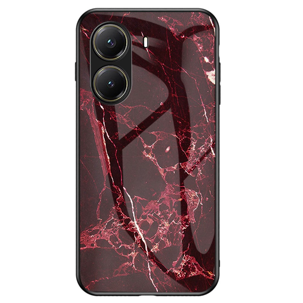For Xiaomi Poco X7 Pro 5G / Redmi Turbo 4 5G Case Marble Pattern Tempered Glass + PC + TPU Protective Phone Cover
