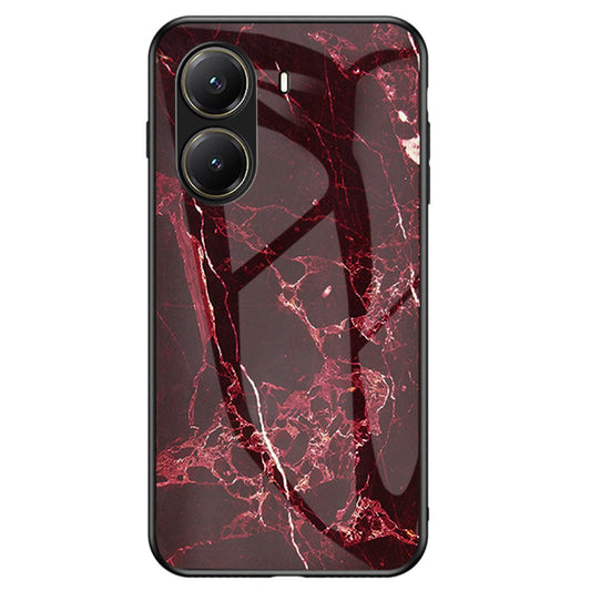 For Xiaomi Poco X7 Pro 5G / Redmi Turbo 4 5G Case Marble Pattern Tempered Glass + PC + TPU Protective Phone Cover