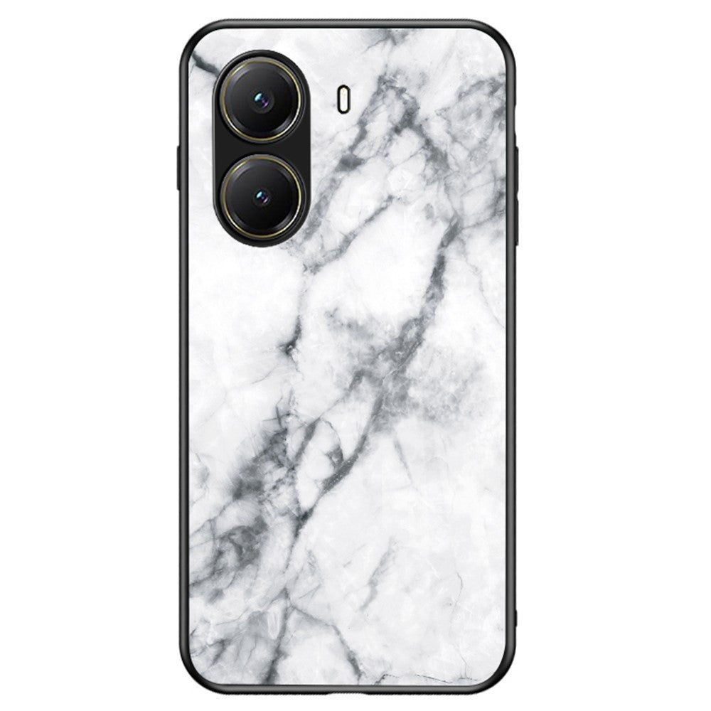 For Xiaomi Poco X7 Pro 5G / Redmi Turbo 4 5G Case Marble Pattern Tempered Glass + PC + TPU Protective Phone Cover