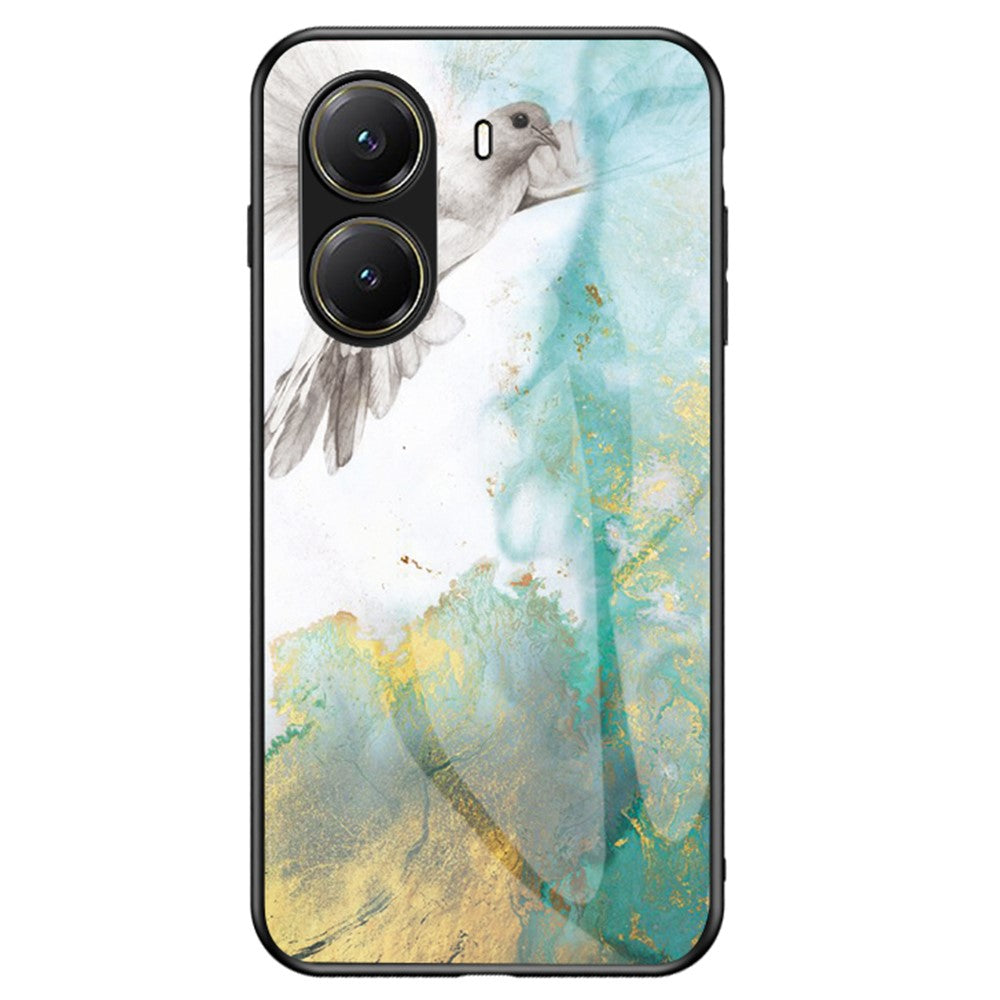 For Xiaomi Poco X7 Pro 5G / Redmi Turbo 4 5G Case Marble Pattern Tempered Glass + PC + TPU Protective Phone Cover