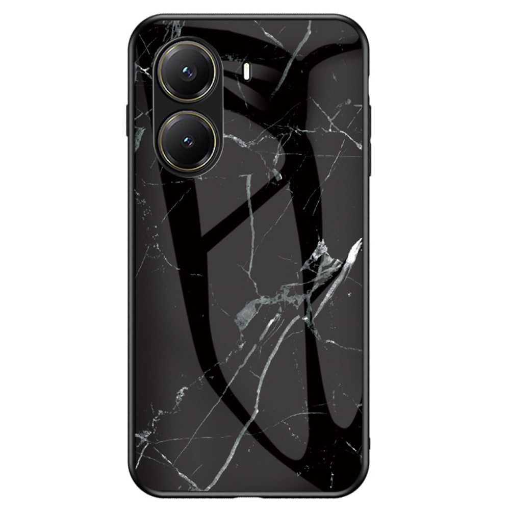 For Xiaomi Poco X7 Pro 5G / Redmi Turbo 4 5G Case Marble Pattern Tempered Glass + PC + TPU Protective Phone Cover