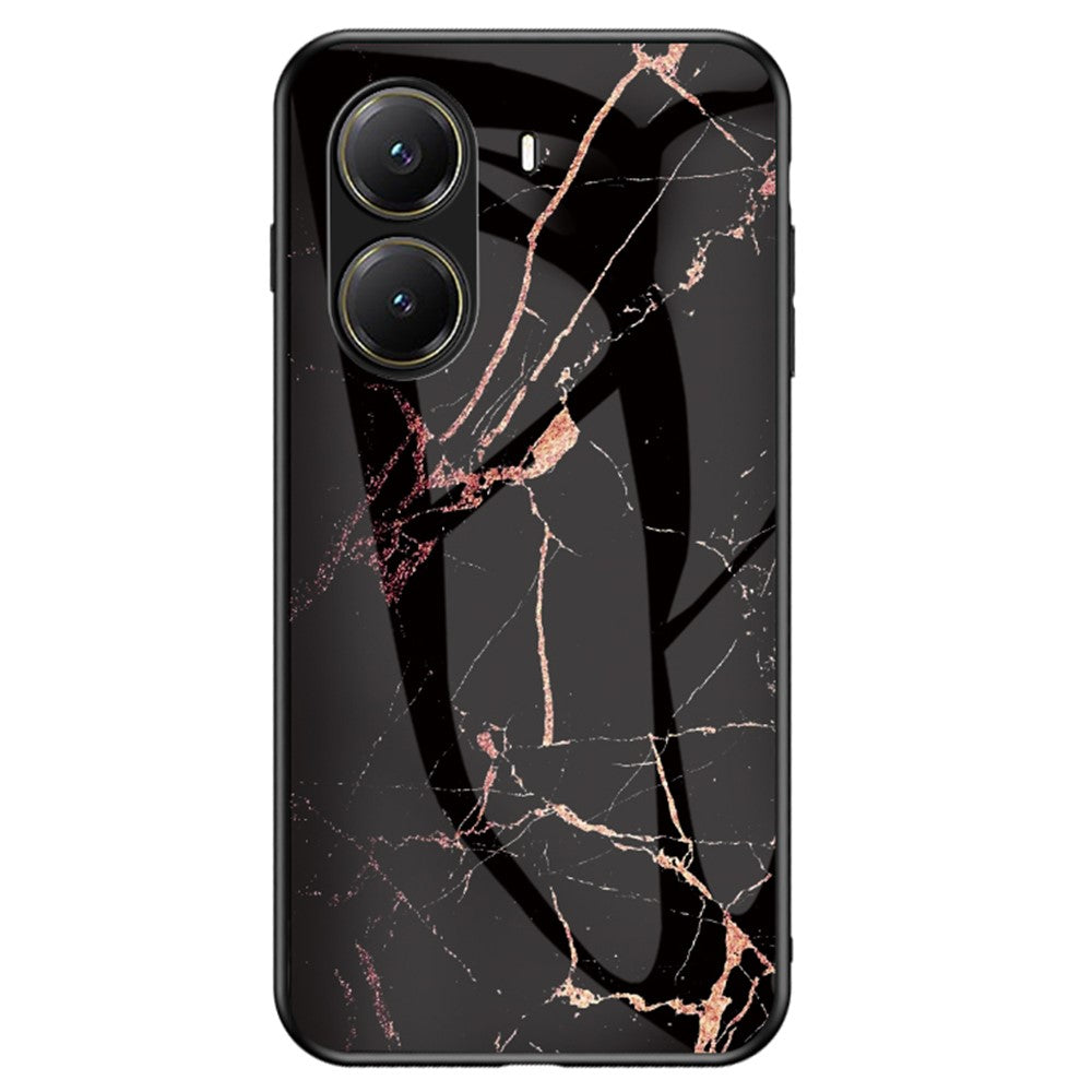 For Xiaomi Poco X7 Pro 5G / Redmi Turbo 4 5G Case Marble Pattern Tempered Glass + PC + TPU Protective Phone Cover