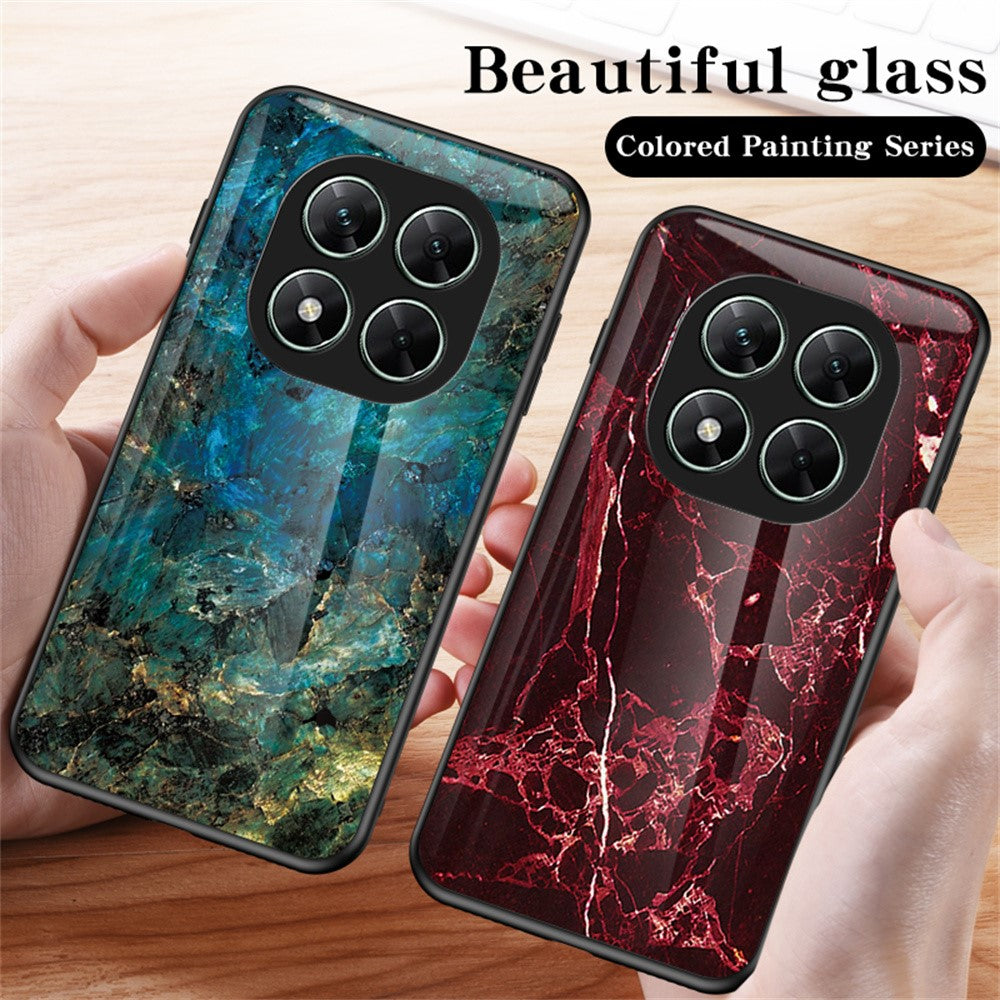 For Xiaomi Poco X7 5G / Redmi Note 14 Pro 5G Case Marble Pattern Tempered Glass + PC + TPU Protective Phone Cover