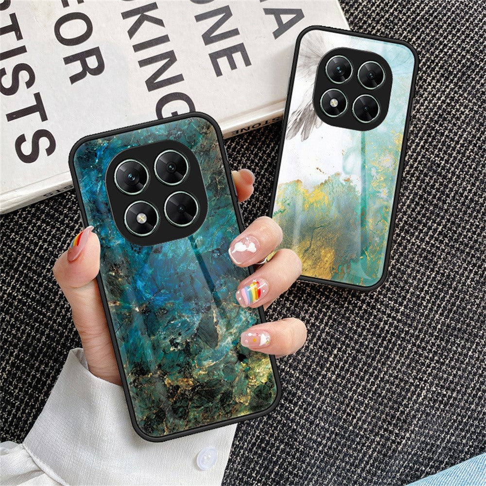For Xiaomi Poco X7 5G / Redmi Note 14 Pro 5G Case Marble Pattern Tempered Glass + PC + TPU Protective Phone Cover