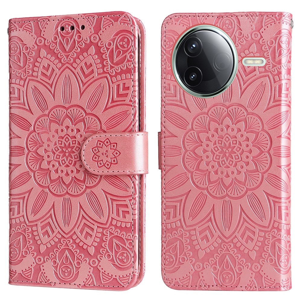 For Xiaomi Poco F7 Pro 5G / Redmi K80 5G Case Sunflower Imprint Leather Wallet Phone Cover