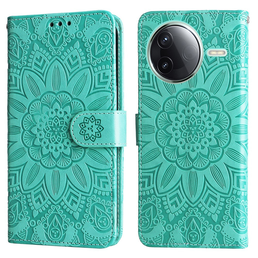 For Xiaomi Poco F7 Pro 5G / Redmi K80 5G Case Sunflower Imprint Leather Wallet Phone Cover