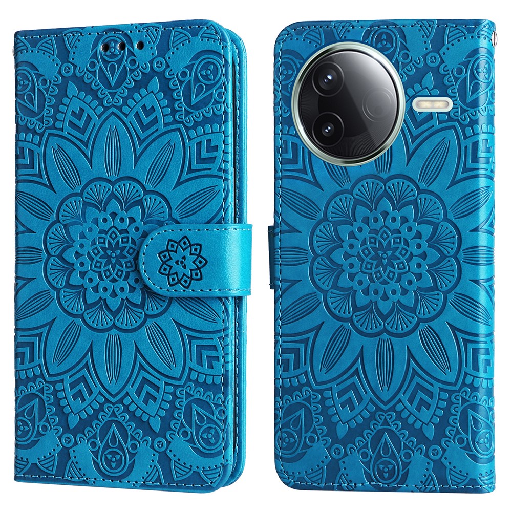 For Xiaomi Poco F7 Pro 5G / Redmi K80 5G Case Sunflower Imprint Leather Wallet Phone Cover