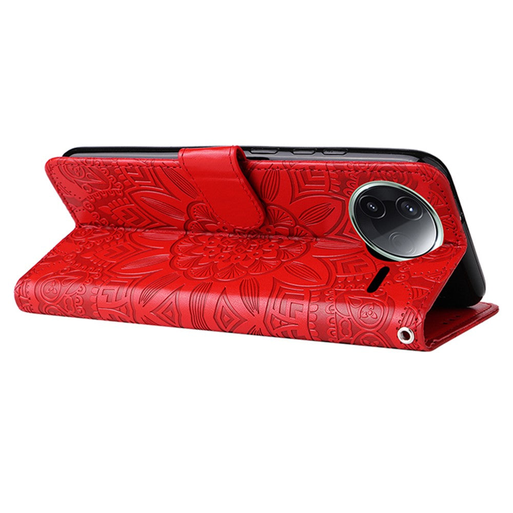 For Xiaomi Poco F7 Pro 5G / Redmi K80 5G Case Sunflower Imprint Leather Wallet Phone Cover