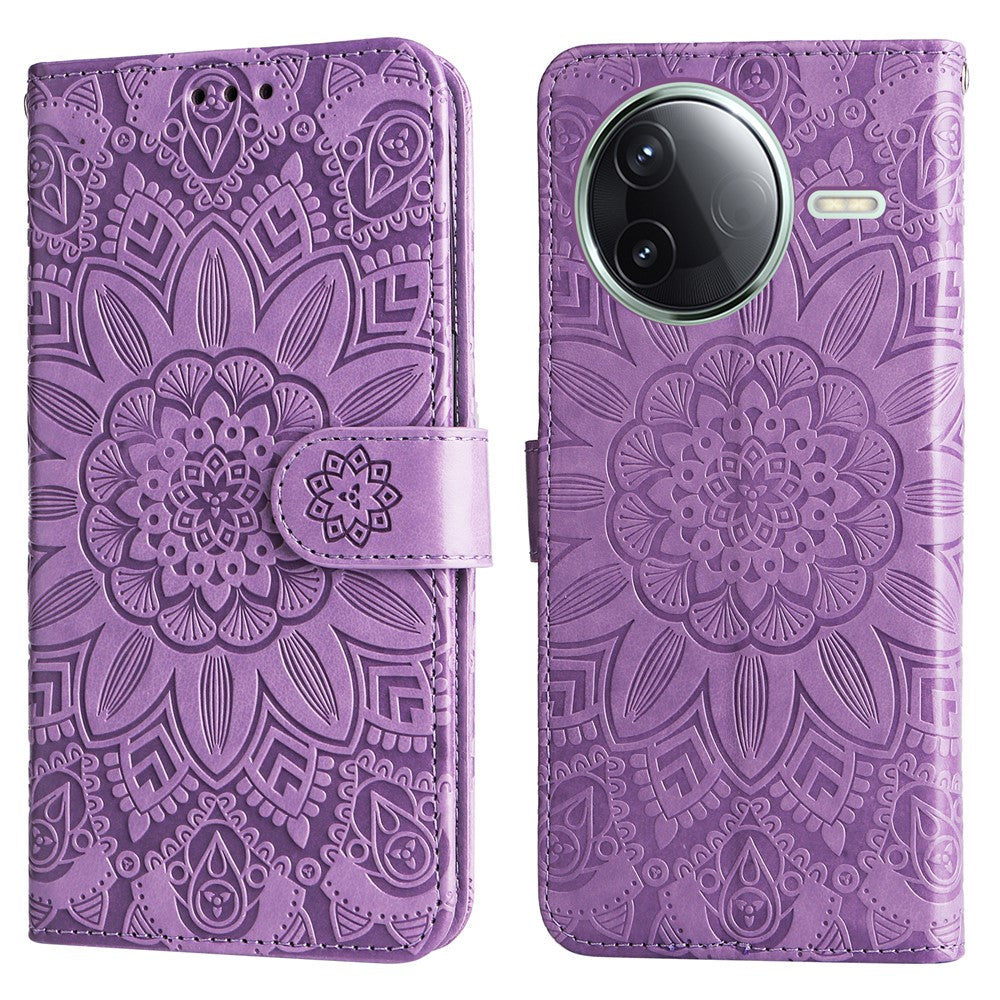 For Xiaomi Poco F7 Pro 5G / Redmi K80 5G Case Sunflower Imprint Leather Wallet Phone Cover