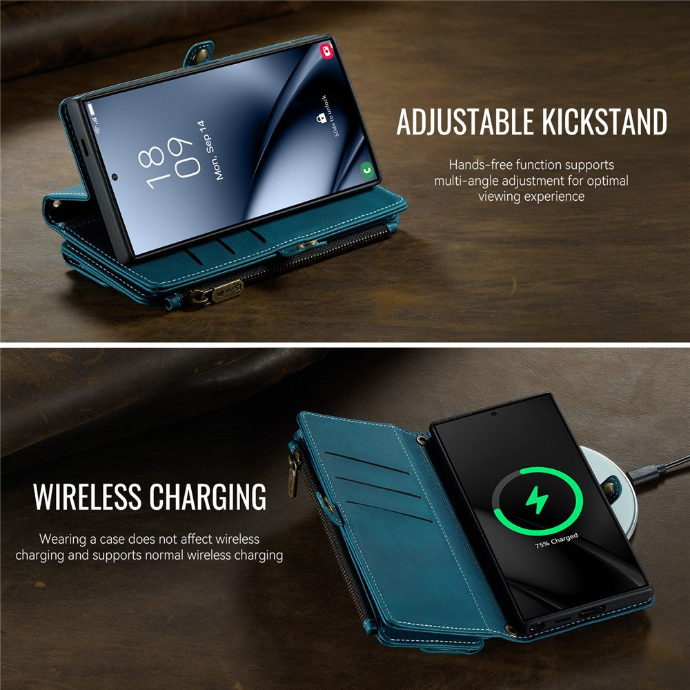 Galaxy S25 Ultra Wallet-Hülle – Mit RFID-blockierende Reißverschluss-Brieftasche, Ständer & Riemen