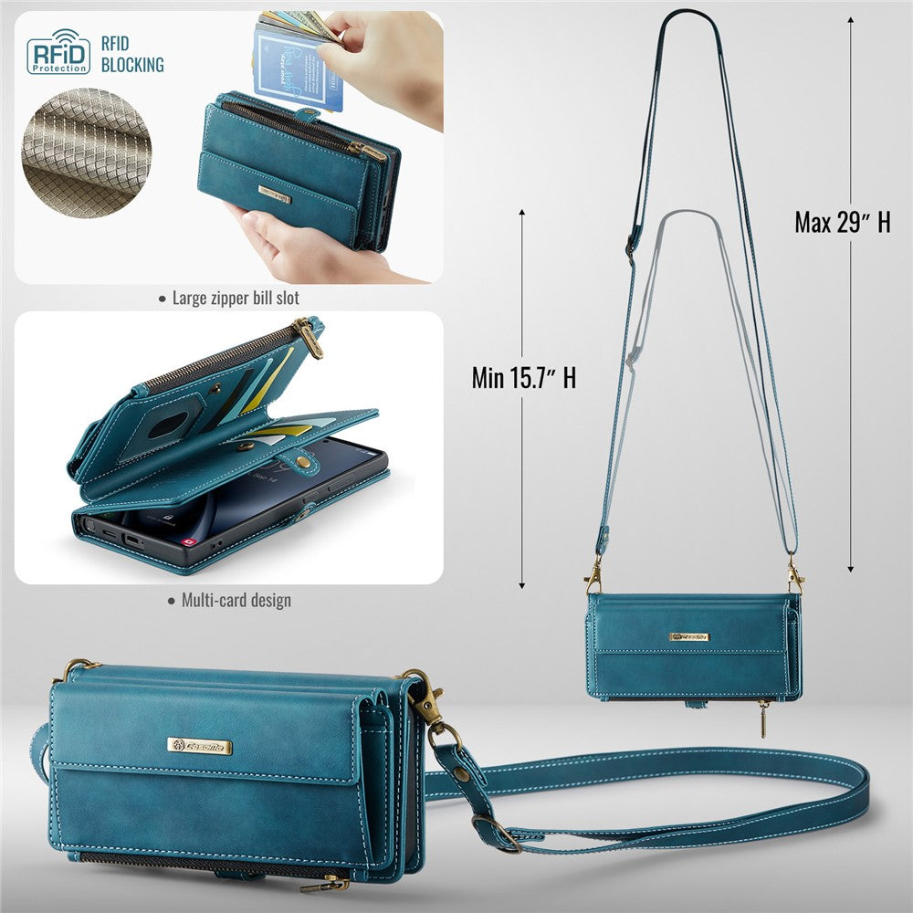 Galaxy S25 Ultra Wallet-Hülle – Mit RFID-blockierende Reißverschluss-Brieftasche, Ständer & Riemen
