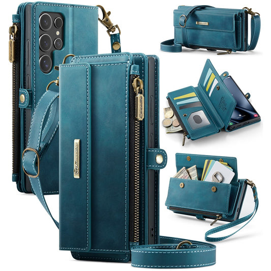 Galaxy S24 Ultra Wallet-Hülle – Mit RFID-blockierende Reißverschluss-Brieftasche, Ständer & Riemen