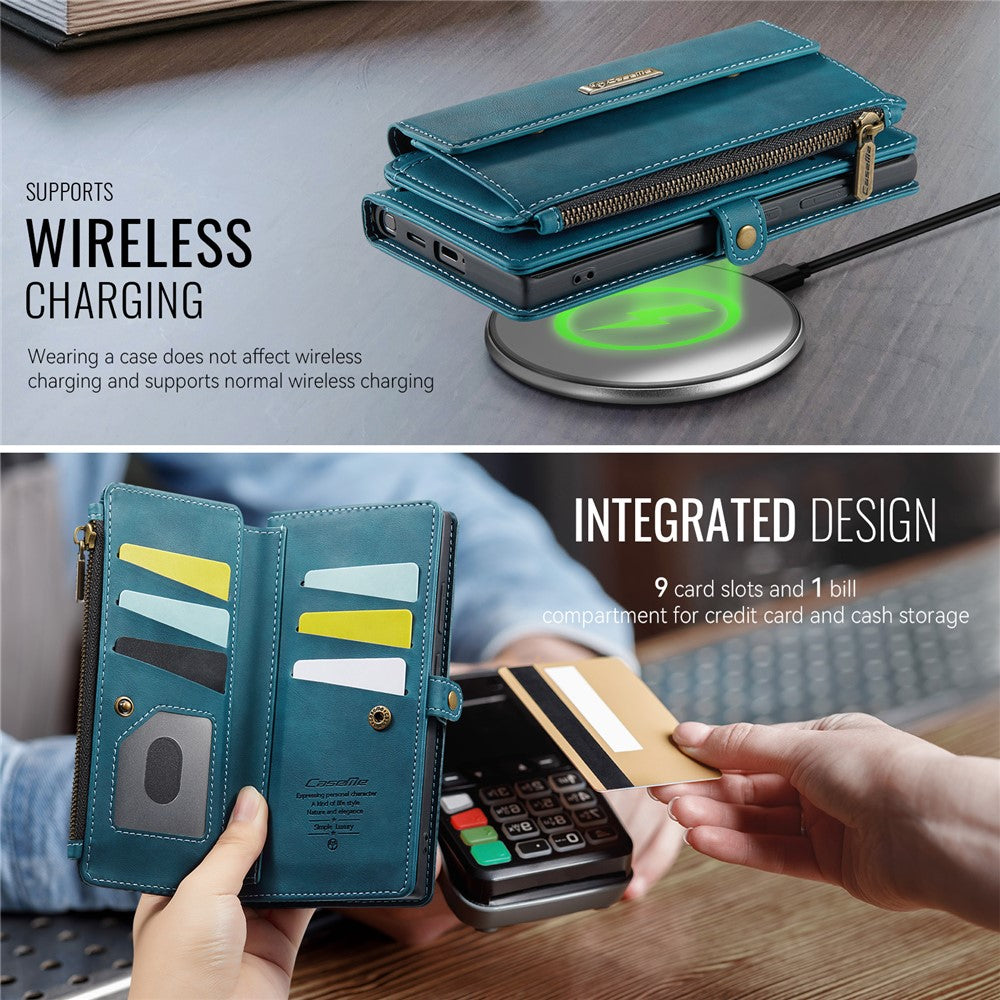 Galaxy S24 Ultra Wallet-Hülle – Mit RFID-blockierende Reißverschluss-Brieftasche, Ständer & Riemen