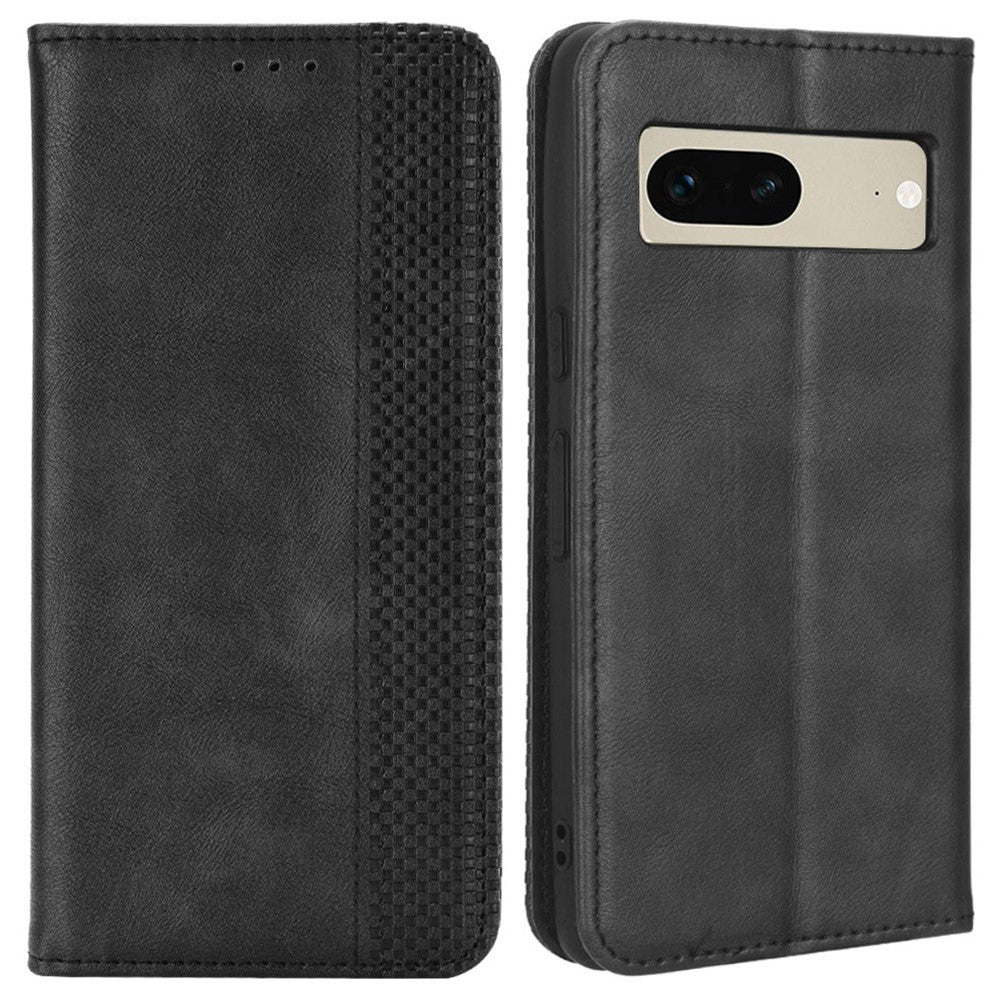 Pixel 7 5G Lederhülle – Mit Brieftaschenfunktion, Ständer & Retro-Textur