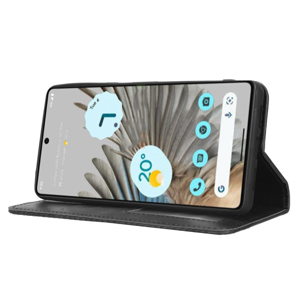 Pixel 7 5G Lederhülle – Mit Brieftaschenfunktion, Ständer & Retro-Textur