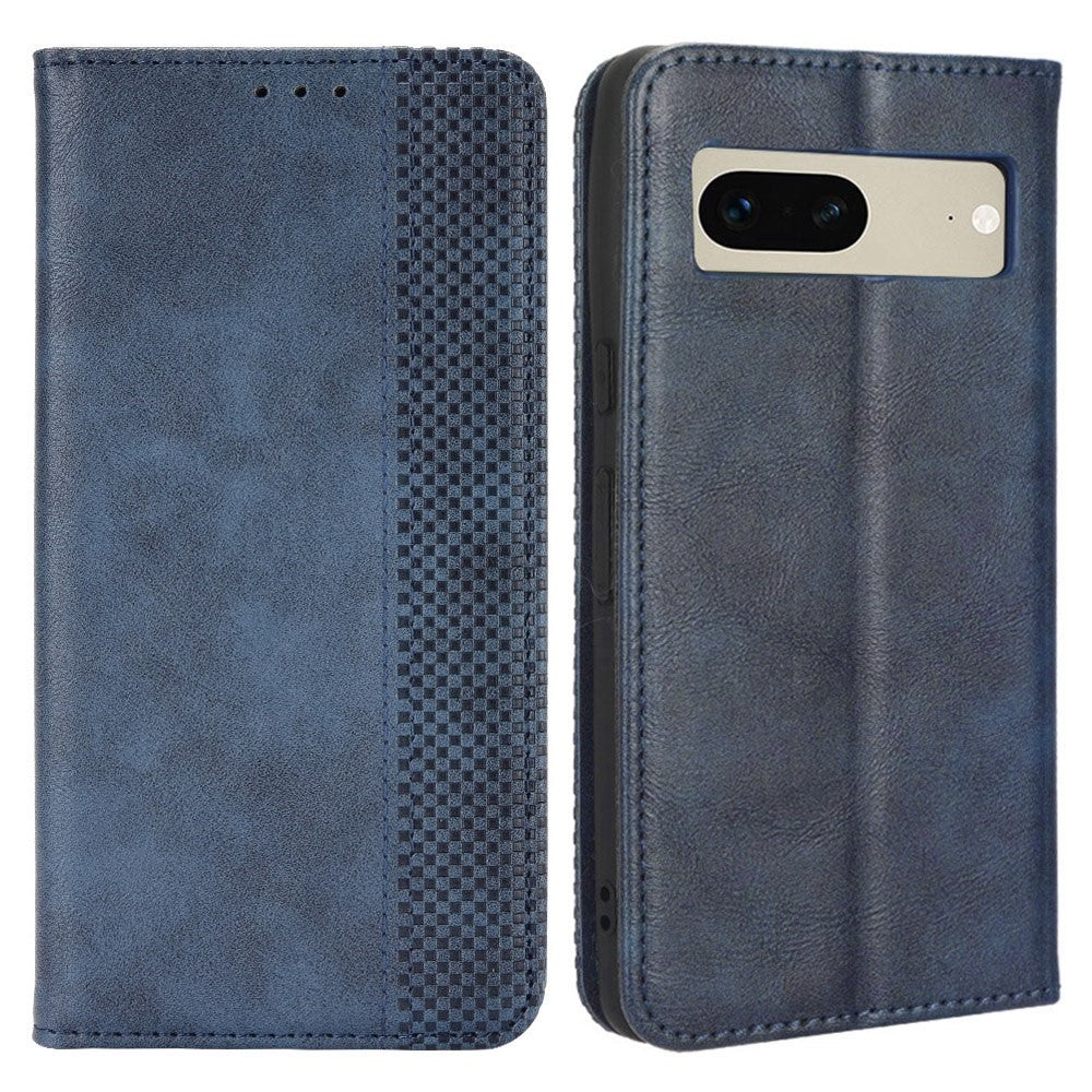 Pixel 7 5G Lederhülle – Mit Brieftaschenfunktion, Ständer & Retro-Textur