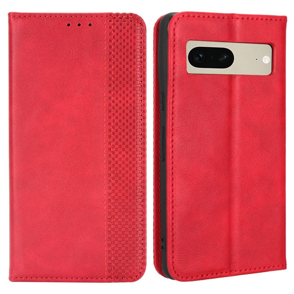 Pixel 7 5G Lederhülle – Mit Brieftaschenfunktion, Ständer & Retro-Textur