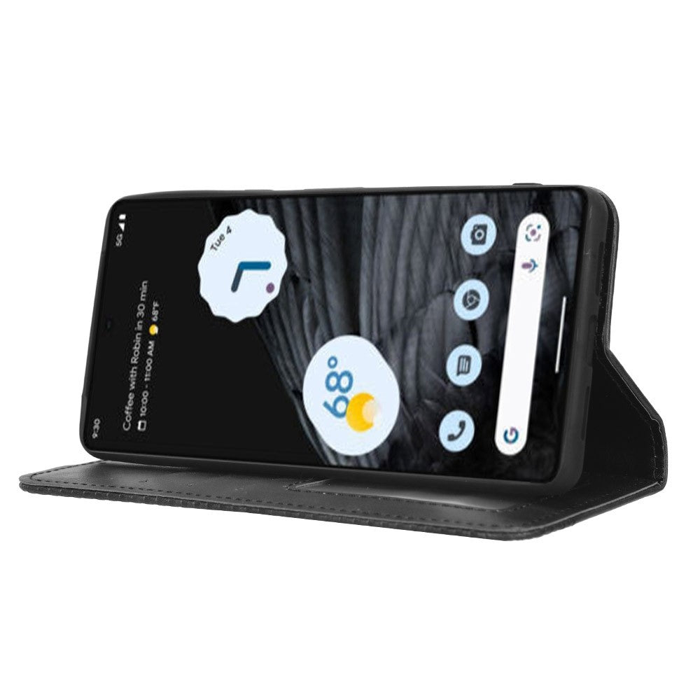 Pixel 7 Pro 5G Lederhülle – Mit Brieftaschenfunktion, Ständer & Retro-Textur
