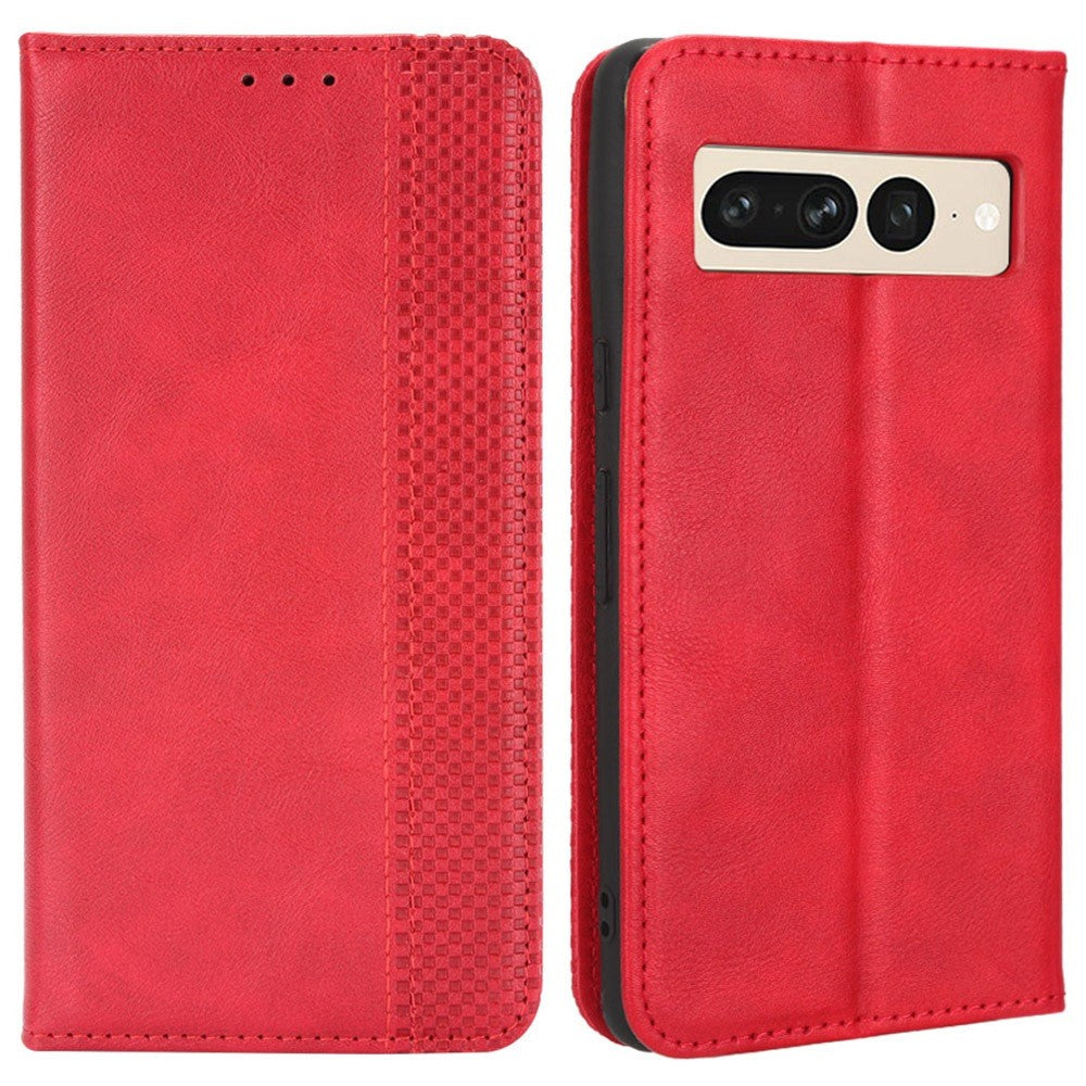 Pixel 7 Pro 5G Lederhülle – Mit Brieftaschenfunktion, Ständer & Retro-Textur