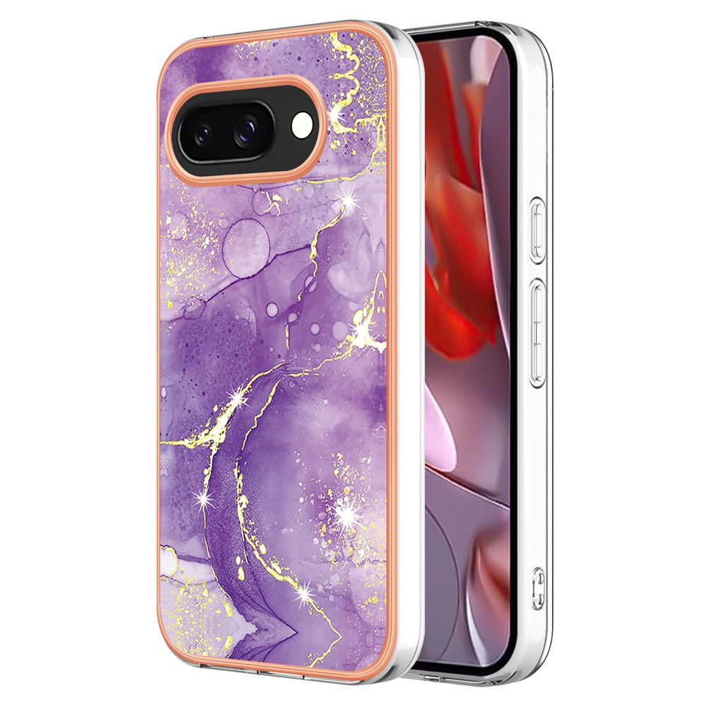 Pixel 9a Schutzhülle – Mit Marmormuster 2,0 mm Galvanik-Rückseite