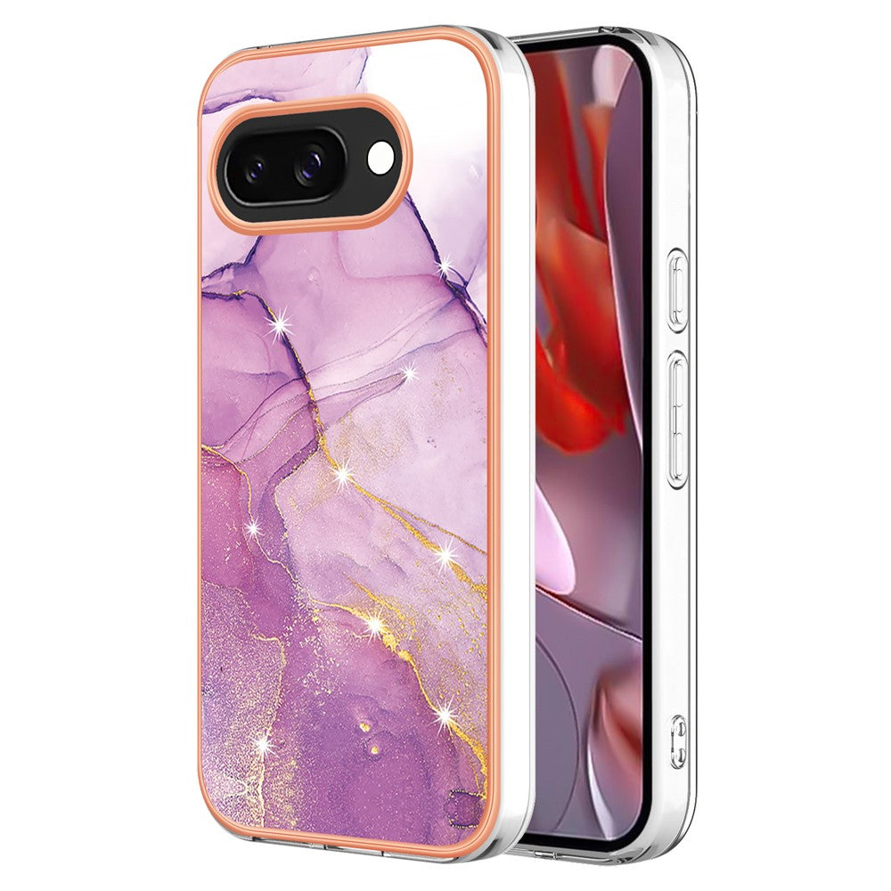 Pixel 9a Schutzhülle – Mit Marmormuster 2,0 mm Galvanik-Rückseite