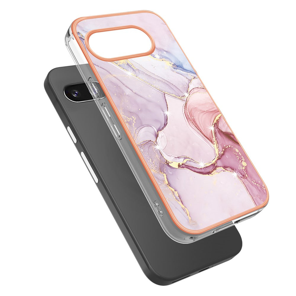 Pixel 9a Schutzhülle – Mit Marmormuster 2,0 mm Galvanik-Rückseite
