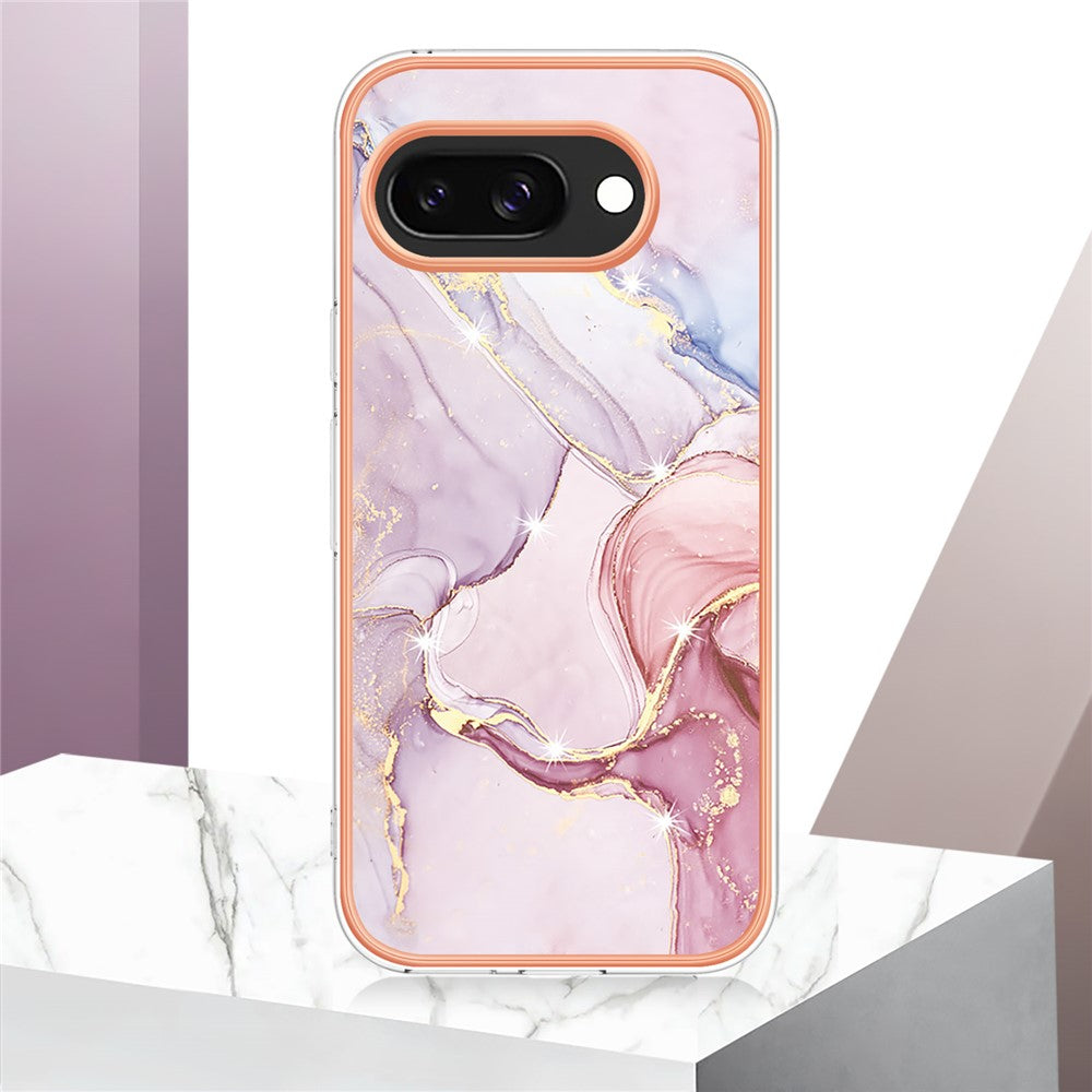 Pixel 9a Schutzhülle – Mit Marmormuster 2,0 mm Galvanik-Rückseite