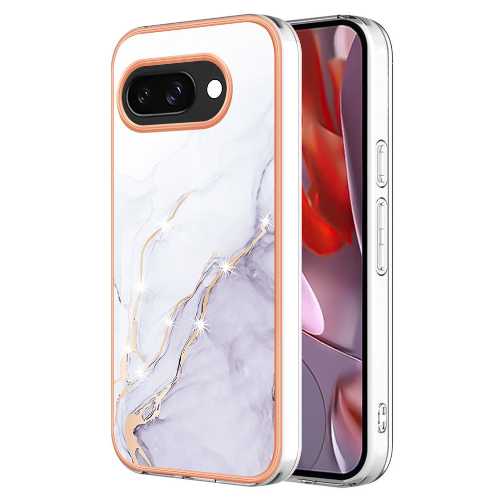 Pixel 9a Schutzhülle – Mit Marmormuster 2,0 mm Galvanik-Rückseite