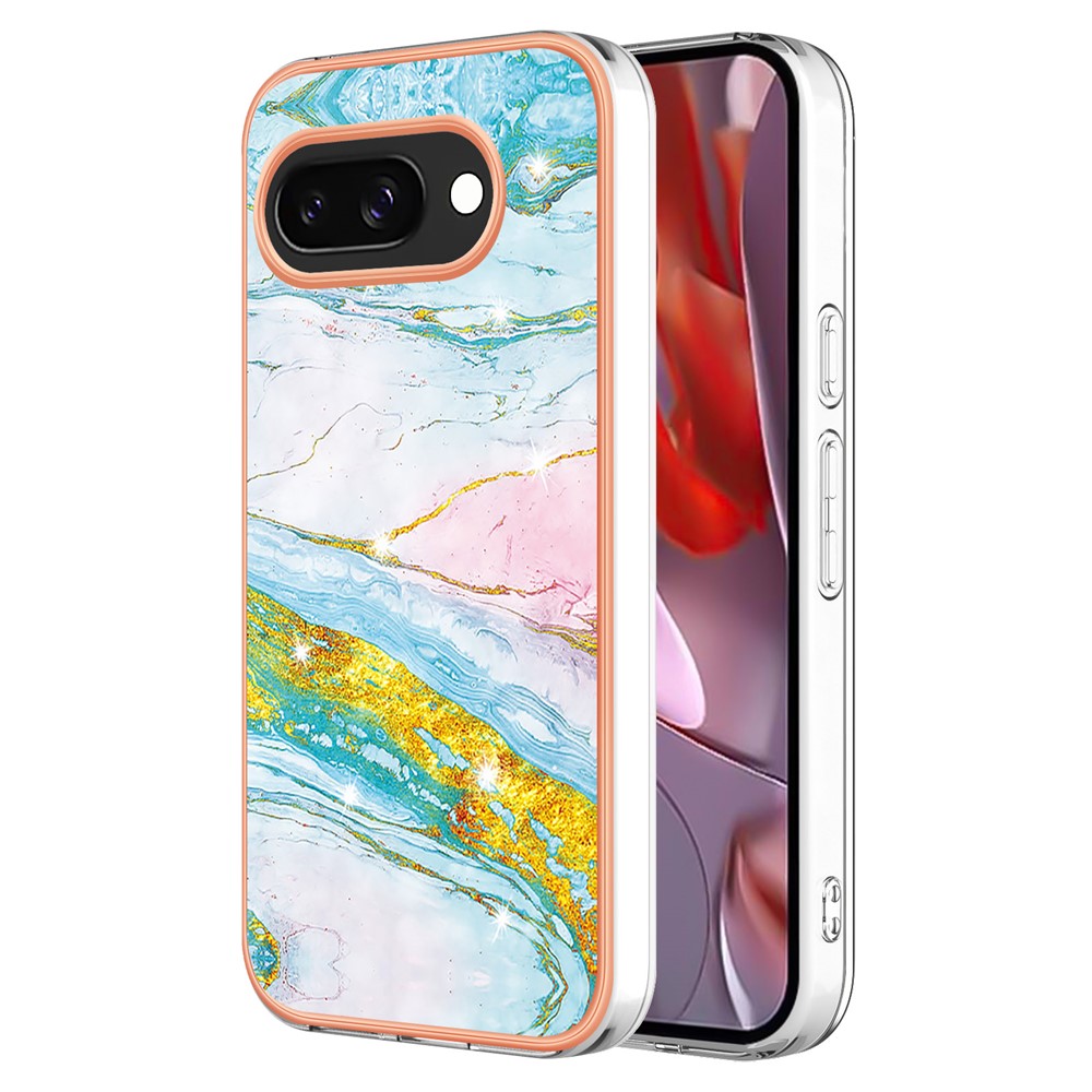 Pixel 9a Schutzhülle – Mit Marmormuster 2,0 mm Galvanik-Rückseite