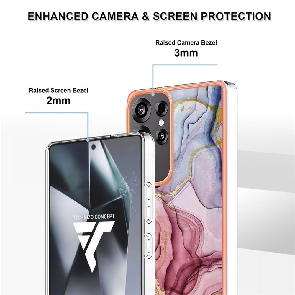 Galaxy S25 Ultra Schutzhülle – Mit Marmormuster 2,0 mm Galvanik-Rückseite