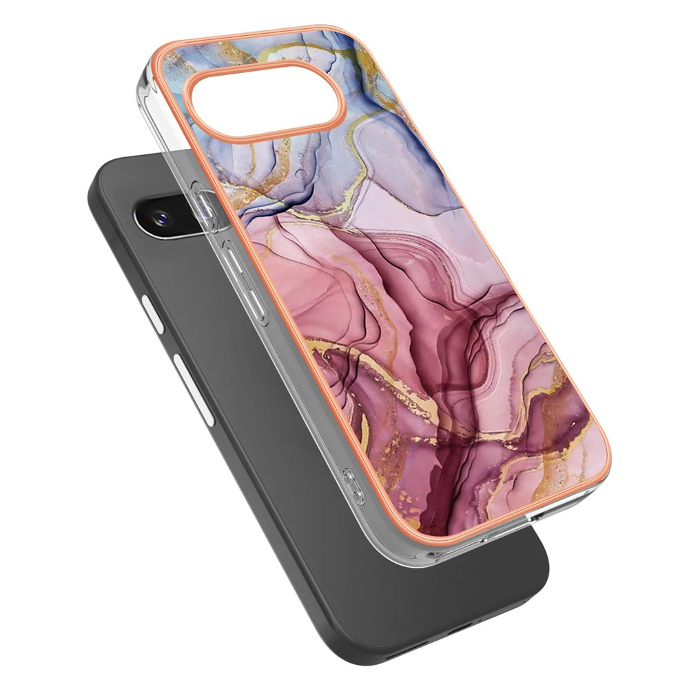 Pixel 9a Schutzhülle – Mit Marmormuster 2,0 mm Galvanik-Rückseite