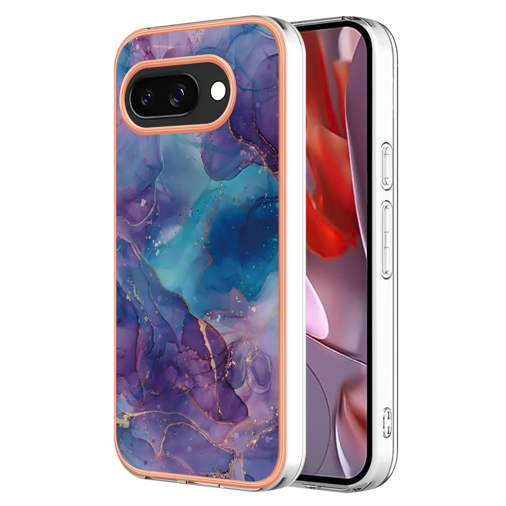 Pixel 9a Schutzhülle – Mit Marmormuster 2,0 mm Galvanik-Rückseite