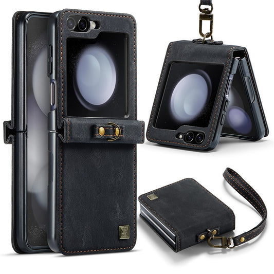 Galaxy Z Flip5 5G – Handyhülle aus PU-Leder und TPU, mit Ständer, mit Handschlaufe